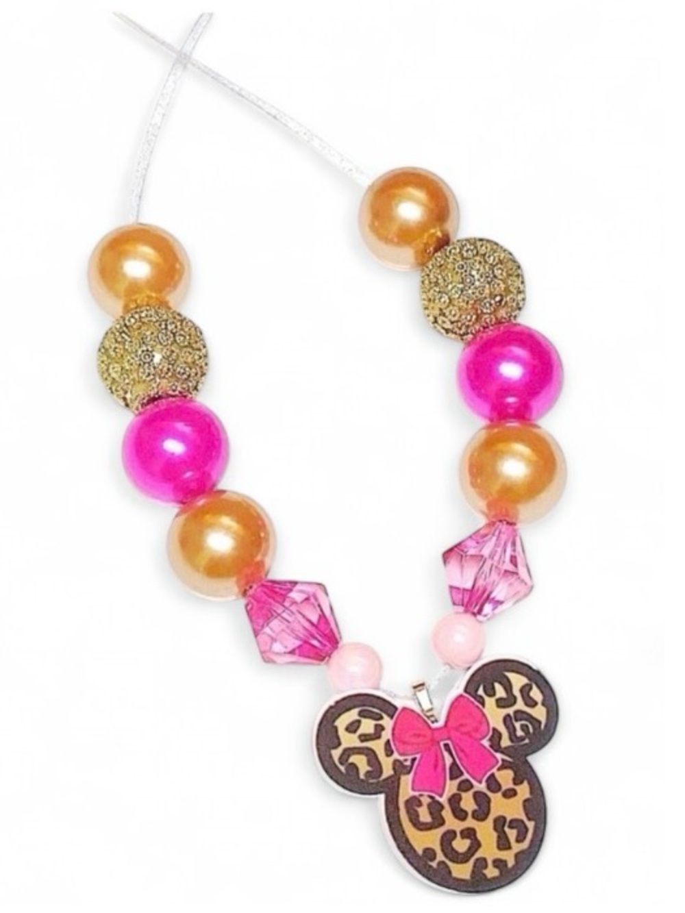 Handmade Minnie Mouse Inspired Bubblegum Necklace Disney Jewelry Kids Gift
